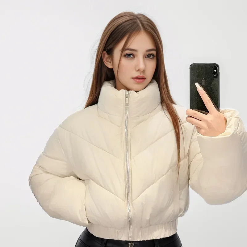 Manteau court chaud en coton matelassé