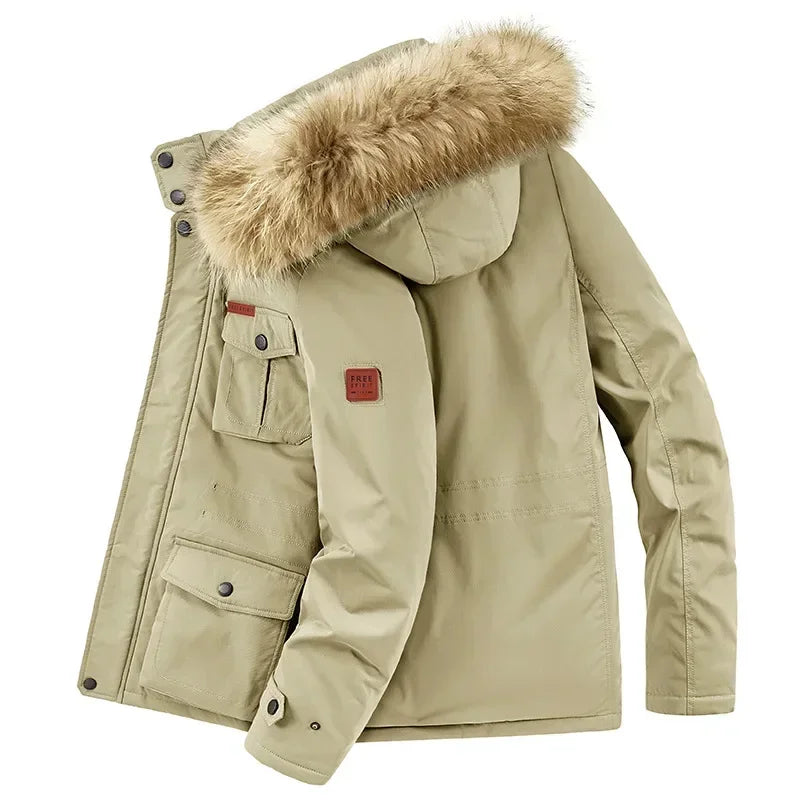 Manteau grosse fourrure multi-poche